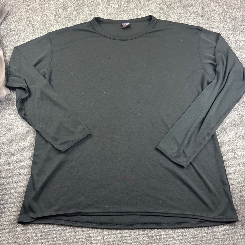 PATAGONIA Mens Capilene Black Long Sleeve Baselayer Long Underwear Shirt size XL